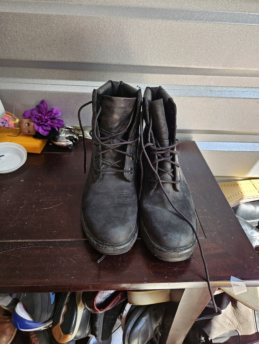 Timberland Kinsley Size 8.5 Black Nubuck Waterproof Block Heel 6-Inch Boots